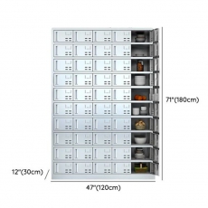 Modern Steel Lockers ,Ventilated, Metallic, 5-Wide or more, Locker Base Included, 48
