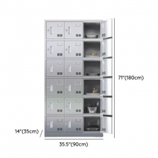 Modern Steel Lockers ,Ventilated, Metallic, 5-Wide or more, Locker Base Included, 48