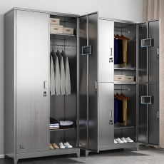 Stainless Locker ,2-Wide Compartments, Locker Base, 2 Doors