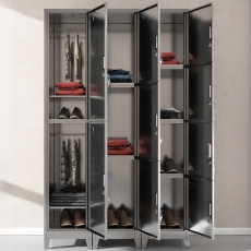 Stainless Locker ,2-Wide Compartments, Locker Base, 2 Doors