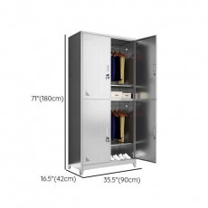 Stainless Locker ,2-Wide Compartments, Locker Base, 2 Doors