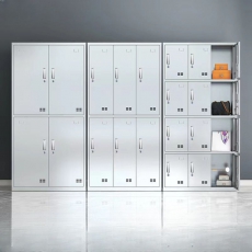 Stainless Locker, 3-Wide Compartments, Locker Base, 4 Doors