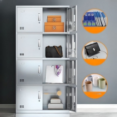 Stainless Locker, 3-Wide Compartments, Locker Base, 4 Doors