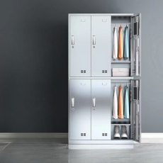 Stainless Locker, 3-Wide Compartments, Locker Base, 4 Doors