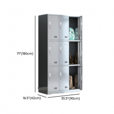 Stainless Locker, 3-Wide Compartments, Locker Base, 4 Doors