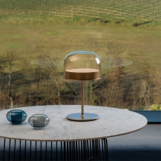Mushroom Glass LED Metal Table Lamp
